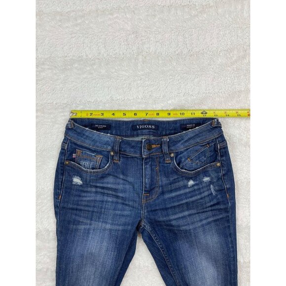 Vigoss Chelsea Skinny Jeans Waist 25 Length 27 Distressed Cuffed - Picture 5 of 7